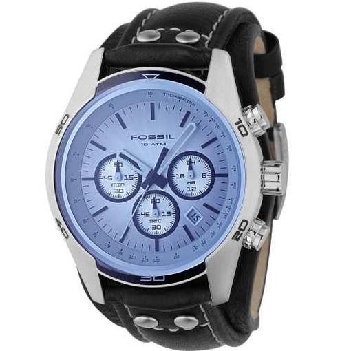 Fossil CH2564 Herrenuhr Lederband Edelstahl Analog Datum Chronograph