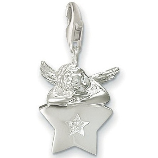 Thomas Sabo 0271 Charms Damen Charm Silber Engel mit Zirkonia weiss