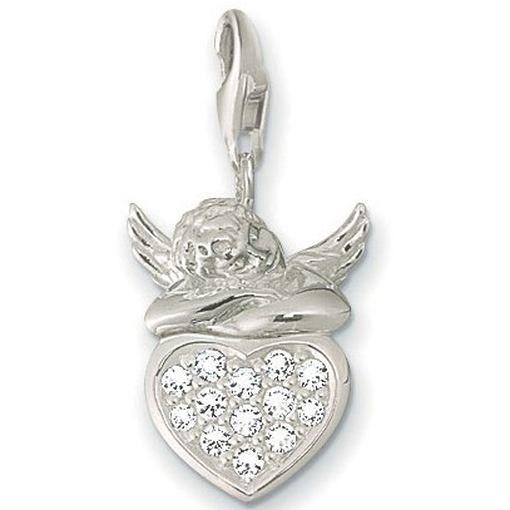 Thomas Sabo 0283 Charms Damen Charm Silber Engel mit Zirkonia weiss