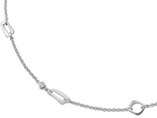 Fossil JF14071 Damen Collier JF 14071 Silber  mit Zirkonia und Perlmutt wei&szlig;