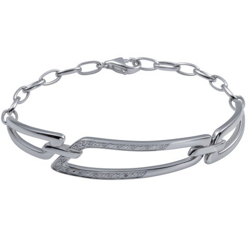 Fossil JF14292 Damen Armband JF 14292 Silber  mit Zirkonia wei&szlig;