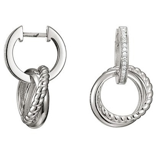 Esprit 4443233 Damen Creolen Silber trylogy mit Zirkonia wei&szlig;