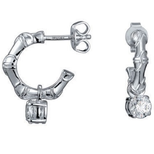 Esprit 4443330 Damen Creolen Silber bamboo unique mit Zirkonia wei&szlig;