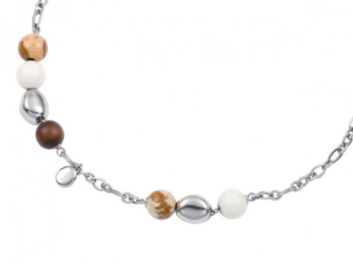 Fossil JF84921 Damen Kette JF 84921 mit Achat, Quarz,Holz, Jaspiskugeln