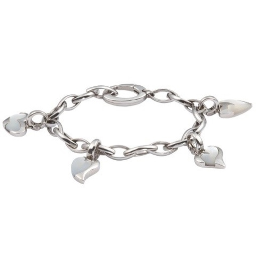 Fossil JF83664 Edelstahl Bettelarmband mit Perlmutt