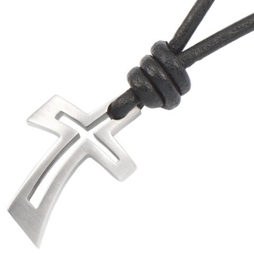 Fossil Collier JF82082 Herren Lederkette mit Kreuzanh&auml;nger