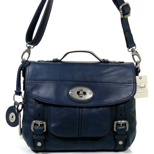 Fossil MADDOX Blau ZB5032-400 Leder Handtasche Tasche Schultertasche