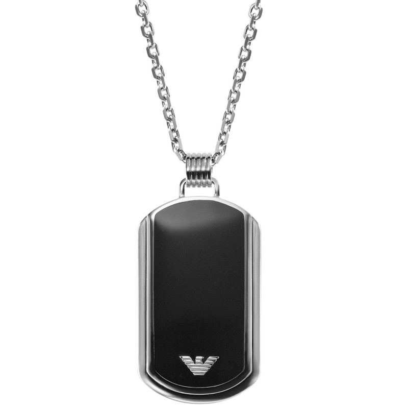 EMPORIO ARMANI HALSKETTE EGS1726 HERREN COLLIER EDELSTAHL LACK SCHWARZ 55,5 CM | eBay